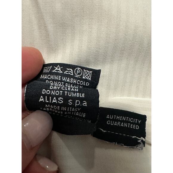 Versace cream damask stripe short sleeve button down size L - Picture 7 of 9